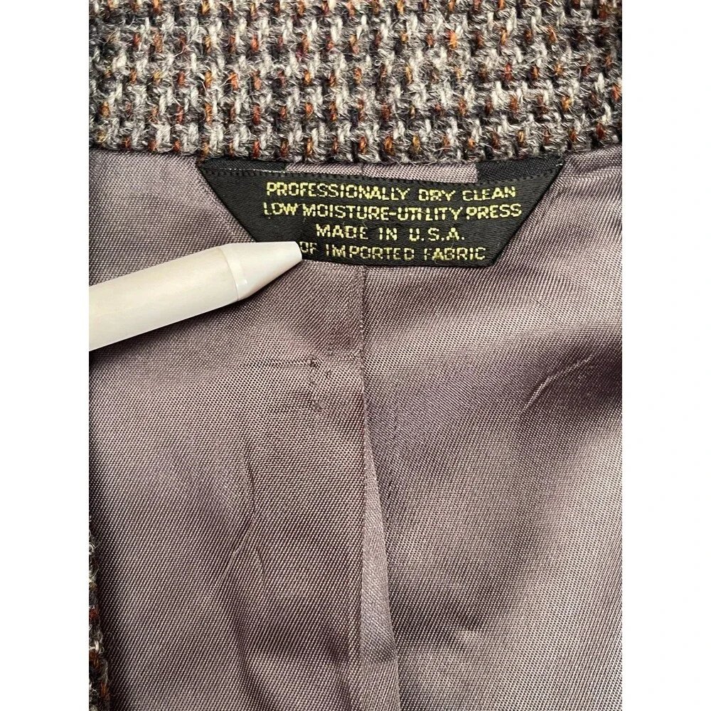 Vintage 80s Harris Tweed Sport Coat Size 40R Stafford Gray Wool Blazer Jacket